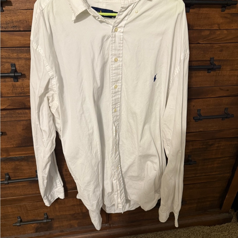 Ralph Lauren White Casual Button Down Shirt with Logo